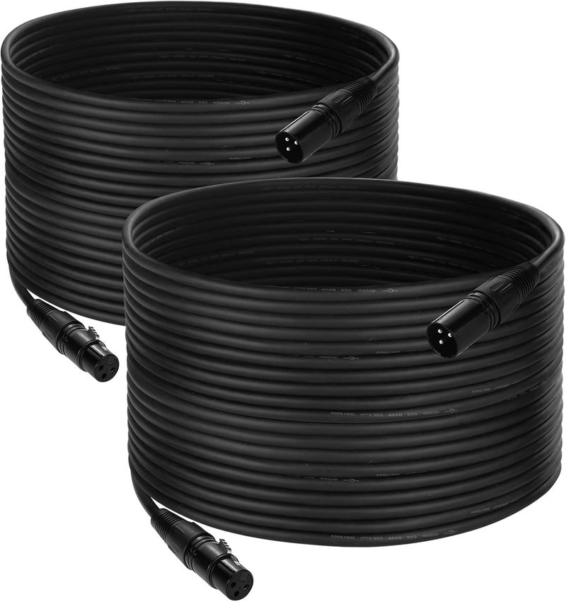 Czgor DMX Cable 50 ft, 2 Pack Flexible 3 Pin Signal XLR Male to Female DMX Cable Wire, Suitable for Stage Lighting Signal XLR Connection Stage Light Cables for Par Light Input & Output - Image 1